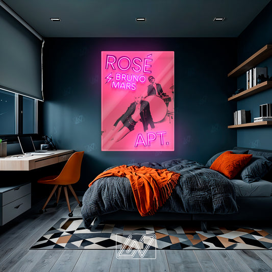 Bruno Mars and Rose neon sign for stylish home decor and gifts.