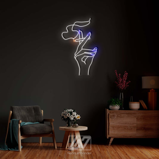 Hand With a Cigarette - LED Neon Sign, Smoking Girl Led Signs, Smoking Girl Neon Signs, Woman With a Cigarette, Nails Neon Sign