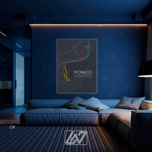 Circuit de Monaco - LED Neon Sign , Sport Interior Decor, Open-Wheel Car Neon Lights, Car Bedroom Neon Sign, Grand Prix circuit