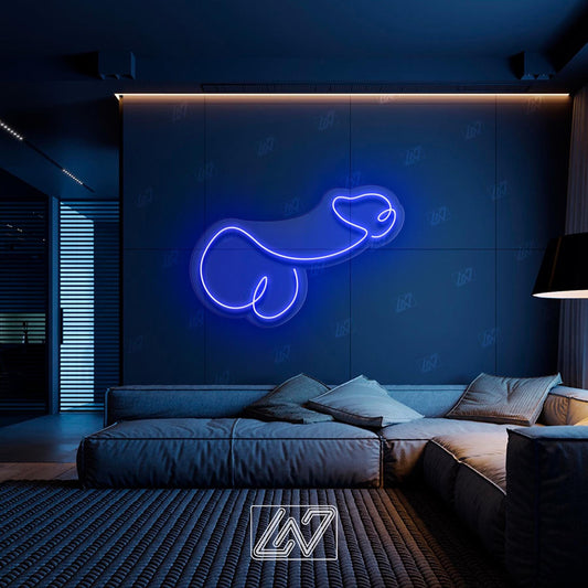 Blue neon penis sign perfect for fun decor or unique gifts for friends.