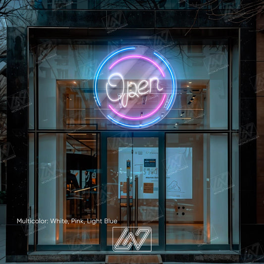 Open Sign - LED Neon Light, Bright Business Storefront Sign, Shop Window Neon Display, Barber Cafe Bar LED Sign, Eye-Catching Open Light