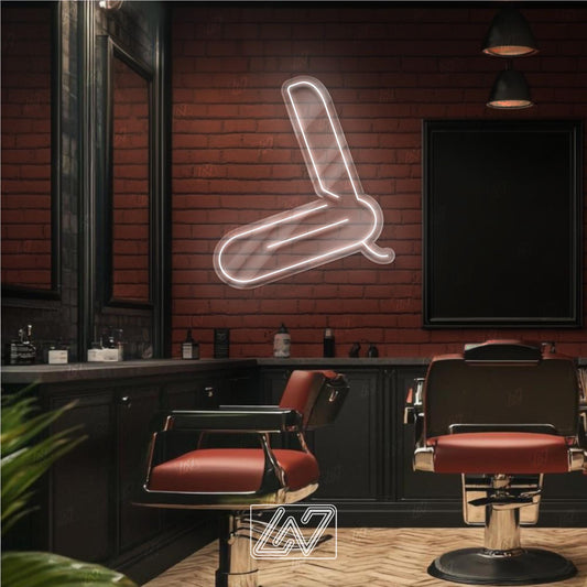 Straight Razor - LED Neon Sign, Decor for Barbershop, Hair Salon, Grooming Studio, Scissors Neon Sign Custom, Hair Beauty Salon, Haircutter