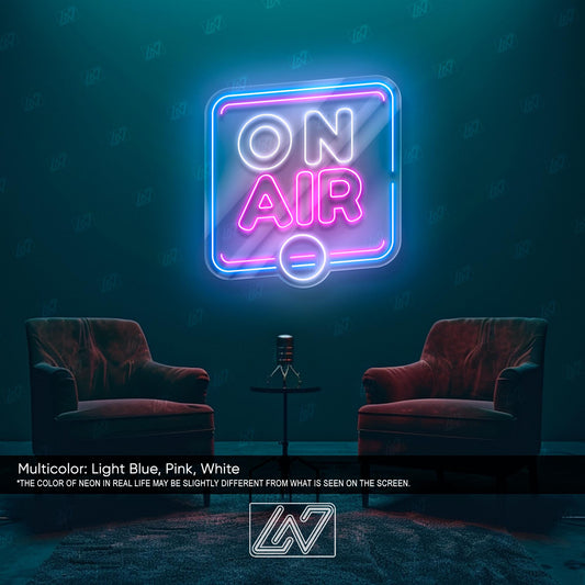 On Air - LED Neon Sign, Studio Recording Light, Live Streaming Sign, Podcast Room Decor, Radio Station Neon, Gamer Room Light,Cool Desk Sign