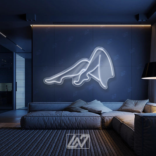 Sexy Woman’s Legs Neon Sign LED Wall Art, Sensual Pin-Up Style Decor for Tattoo Studio, Bar, Lounge or Bold Modern Interior