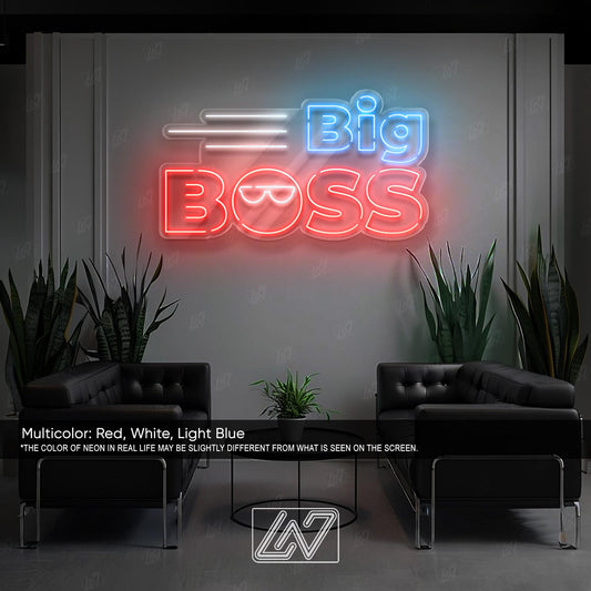 Big Boss LED Neon Sign Wall Light, Bold Statement Decor for Office, Man Cave, Studio or Game Room, Powerful Executive Neon Art