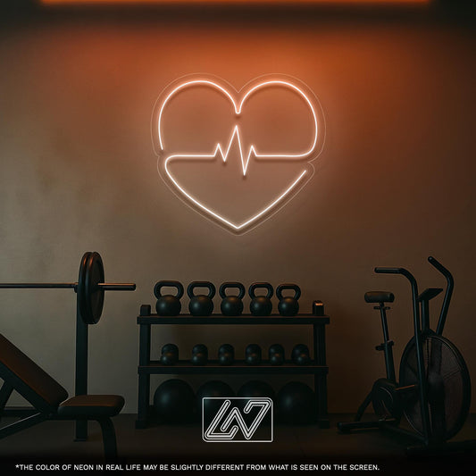 Heartbeat Neon Sign - LED Light with Heart and Pulse Design for Bedroom, Gym or Clinic Decor, Perfect Gift for Doctors and Fitness Lovers