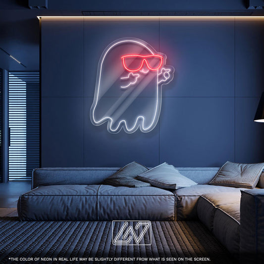 Cool Ghost LED Neon Sign – Funny Wall Light for Halloween, Kids Room, Game Zone or Party Decor, Perfect Gift for Fun and Spooky Vibes