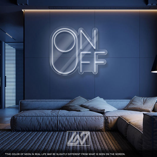 On Off LED Neon Sign - Minimalist wall art for tech lovers, modern interiors, game rooms, or creative offices, perfect for stylish decor