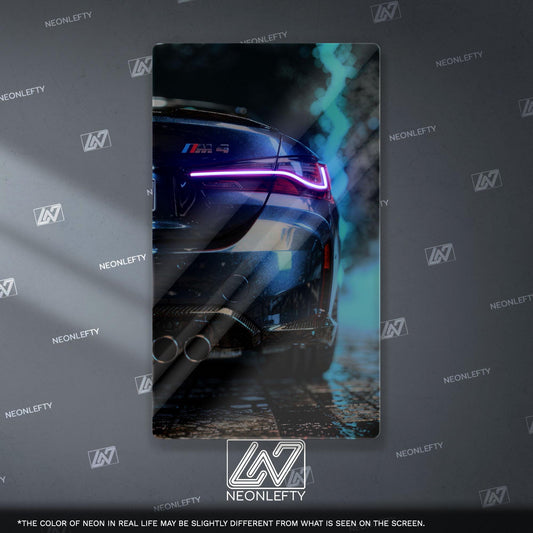 BMW M4 Neon Sign - Aggressive front view wall art inspired by modern performance design, perfect for garage, man cave or car room