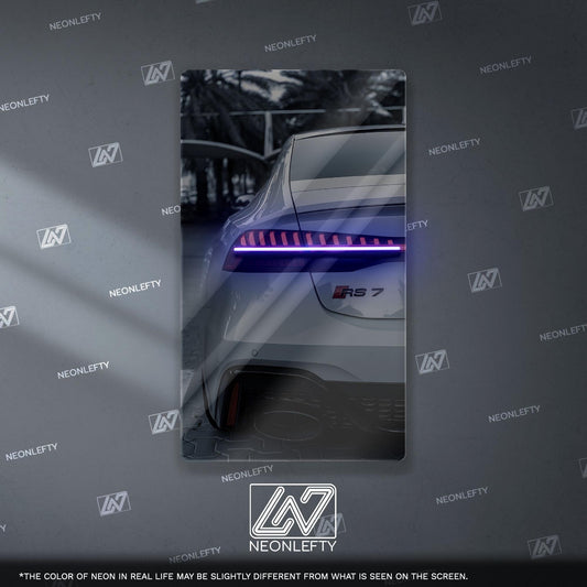 Audi RS7 Neon Sign – modern luxury sport car wall decor for garage man cave racing room or premium automotive interior