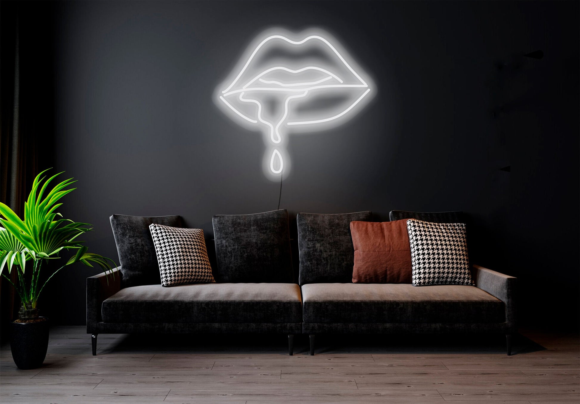 Dripping Lips - LED Neon Sign , Custom Neon Sign, Custom Neon Light, Neon Bedroom Sign, Led Neon Wall Decor, Wall Art