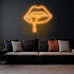 Dripping Lips - LED Neon Sign , Custom Neon Sign, Custom Neon Light, Neon Bedroom Sign, Led Neon Wall Decor, Wall Art