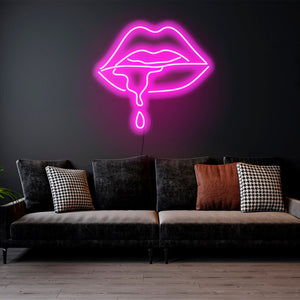 Dripping Lips - LED Neon Sign , Custom Neon Sign, Custom Neon Light, Neon Bedroom Sign, Led Neon Wall Decor, Wall Art