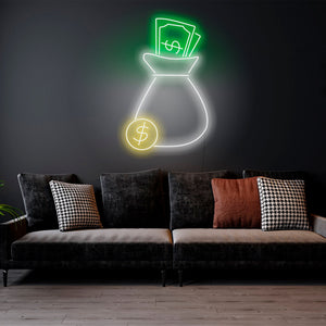 Cash Bag - LED Neon Sign | Neon Money Sign | Wall Decor | Neon Signs for Sale | Led Neon Lights | Neon Light Decor