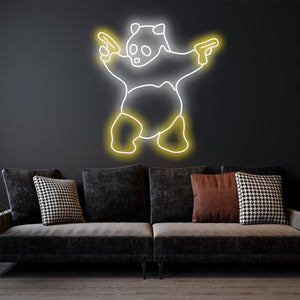 Panda - LED Neon Sign ,Animal sign, Panda light, Gangsta Panda with Guns, Home Decor Wall Decore, neon light , Birthday gift