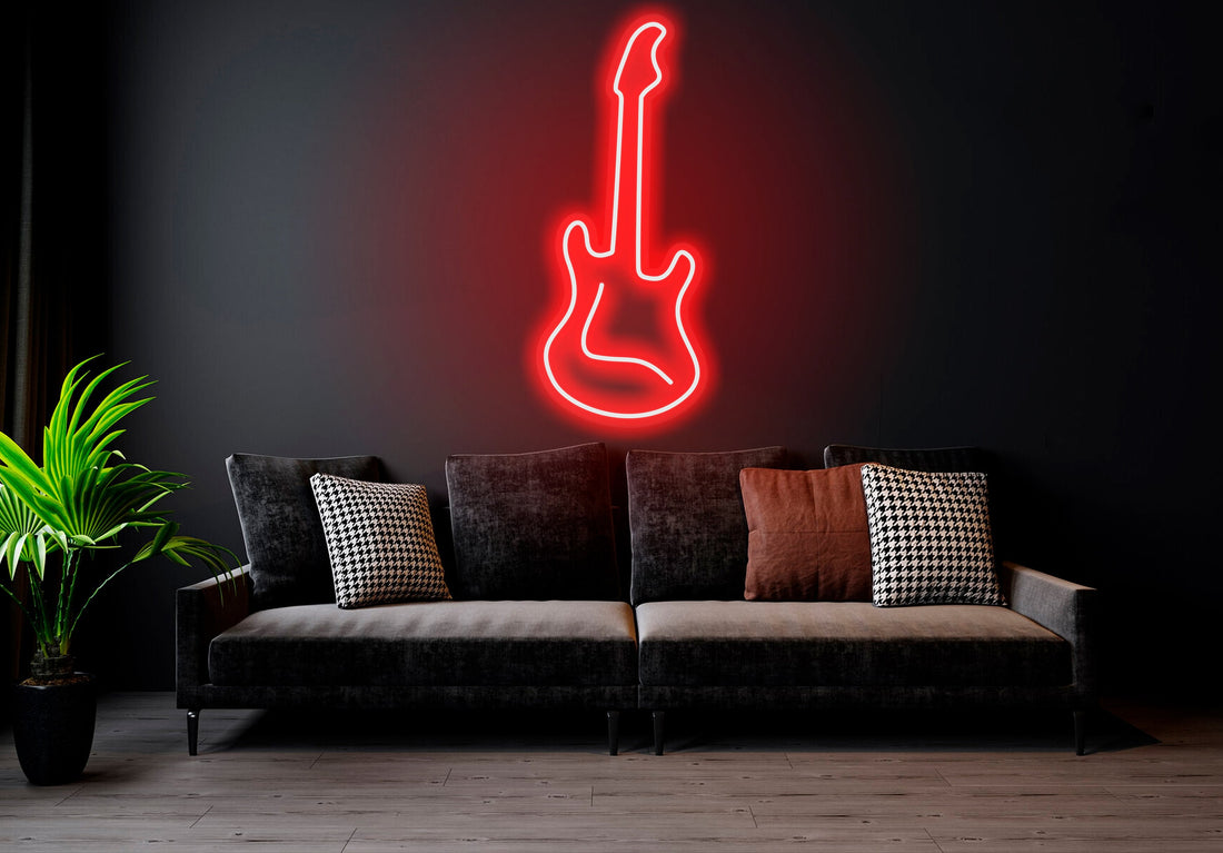 Guitar - LED Neon Sign , Home Interior Decor, Neon Lights, Bedroom neon sign, Neon sign wall decor