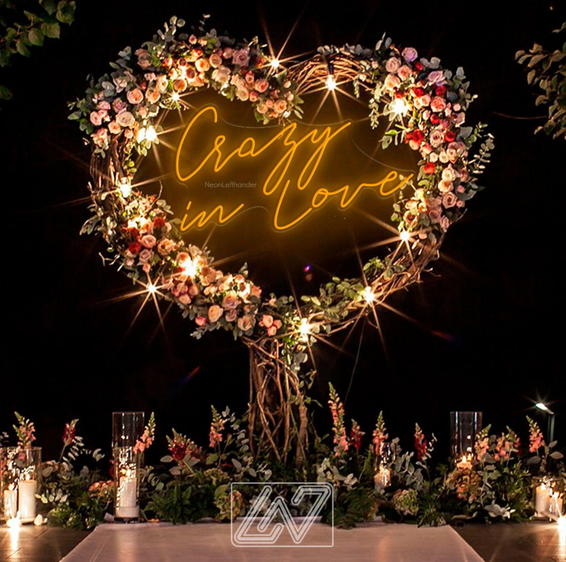 Crazy in Love - LED Neon Sign, Wedding Bride Party Decoration Event Neon Sign Lighting Wall Hanging