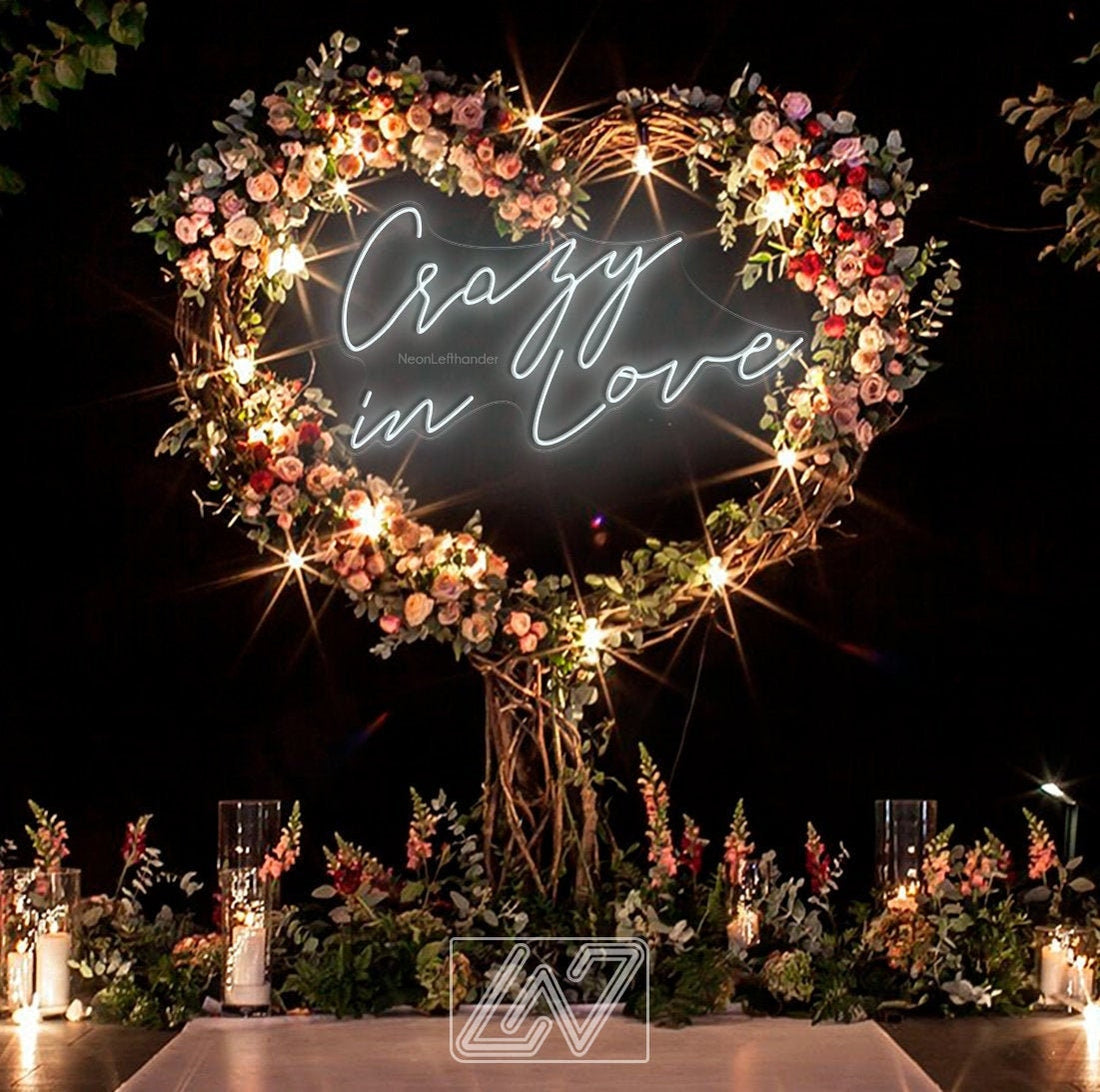 Crazy in Love - LED Neon Sign, Wedding Bride Party Decoration Event Neon Sign Lighting Wall Hanging