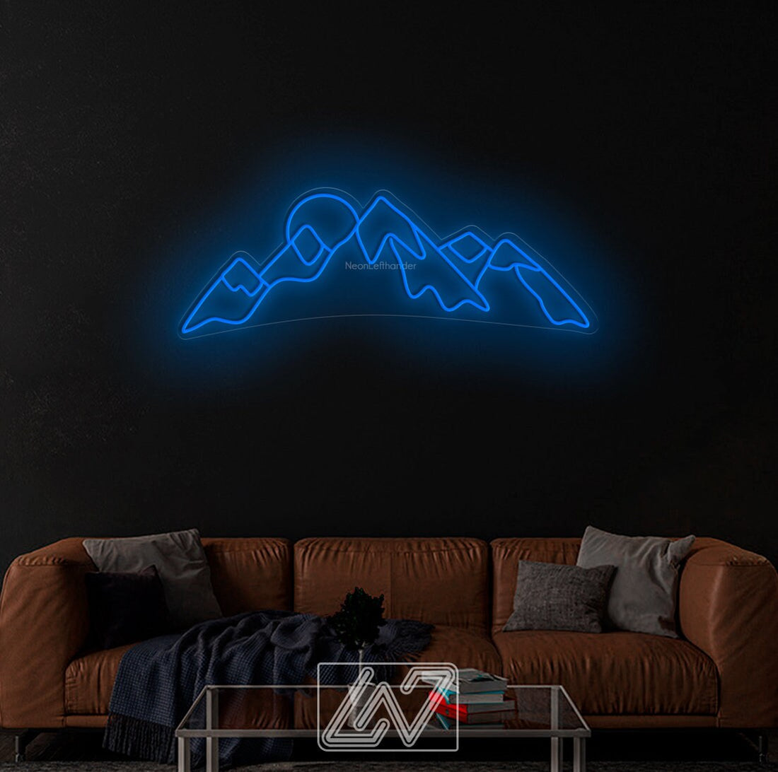 Mountain and Sun- LED Neon Sign,Mountain led sign,Mountain led light,Mountain wall decor,Neon sign mountain,Neon sign wall art