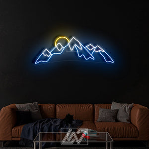 Mountain and Sun- LED Neon Sign,Mountain led sign,Mountain led light,Mountain wall decor,Neon sign mountain,Neon sign wall art