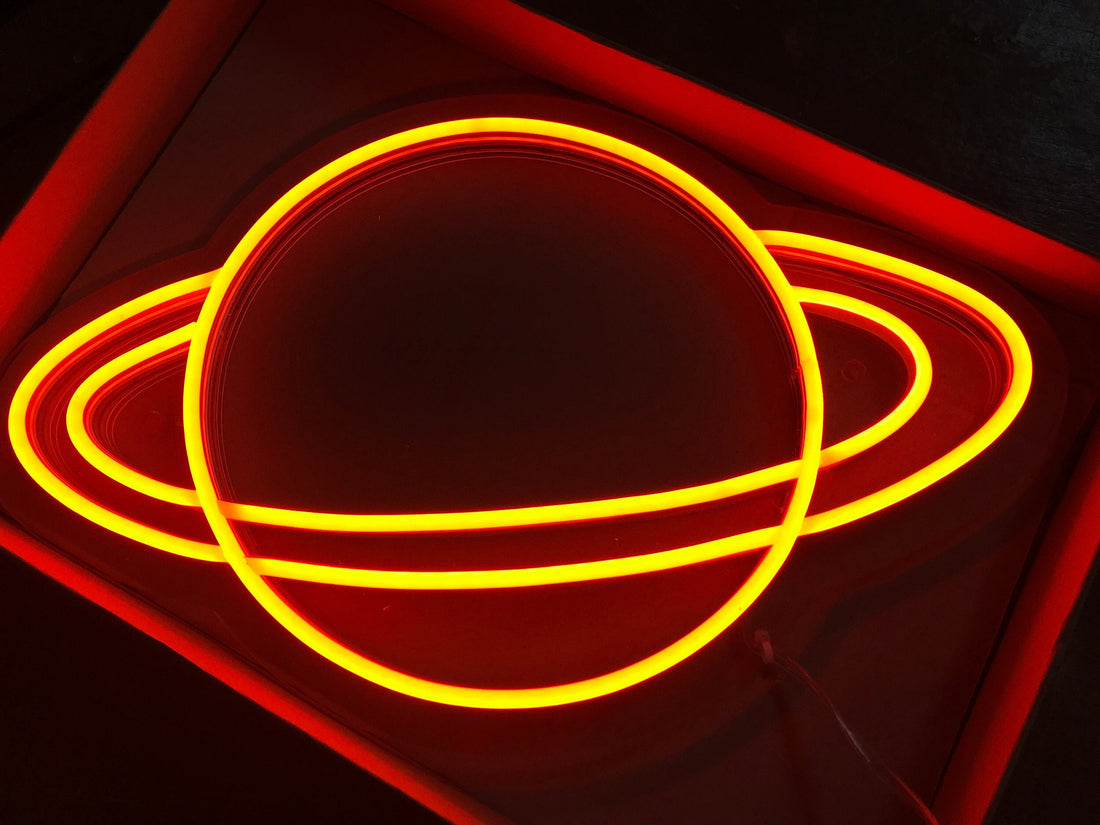 Saturn Planet - LED Neon Sign, Mutlicolour Neon Light Sign (LED), light decoration, Saturn Light, Kids room, Neon Jupiter, Neon wall mount