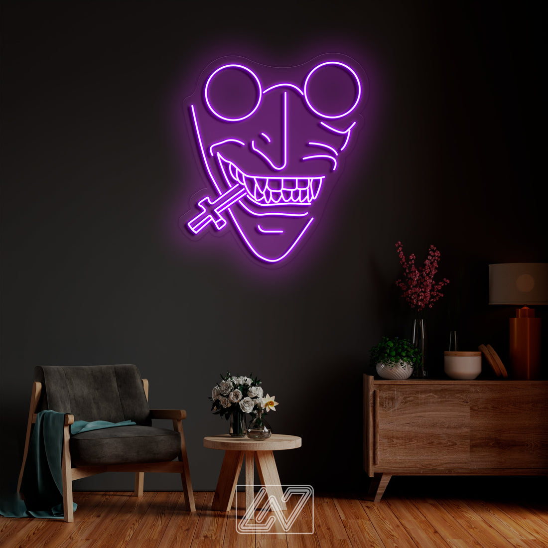 Vampire Hunter - Anime wall art, Game Zone, Neon cartoon character, Neon Sign, Custom neon character