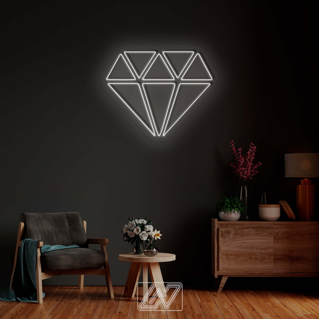 Diamond - LED Neon Sign, Neon Lighting for Best friend gifts, Neon light Wedding Personalized romance, Geometric wall art