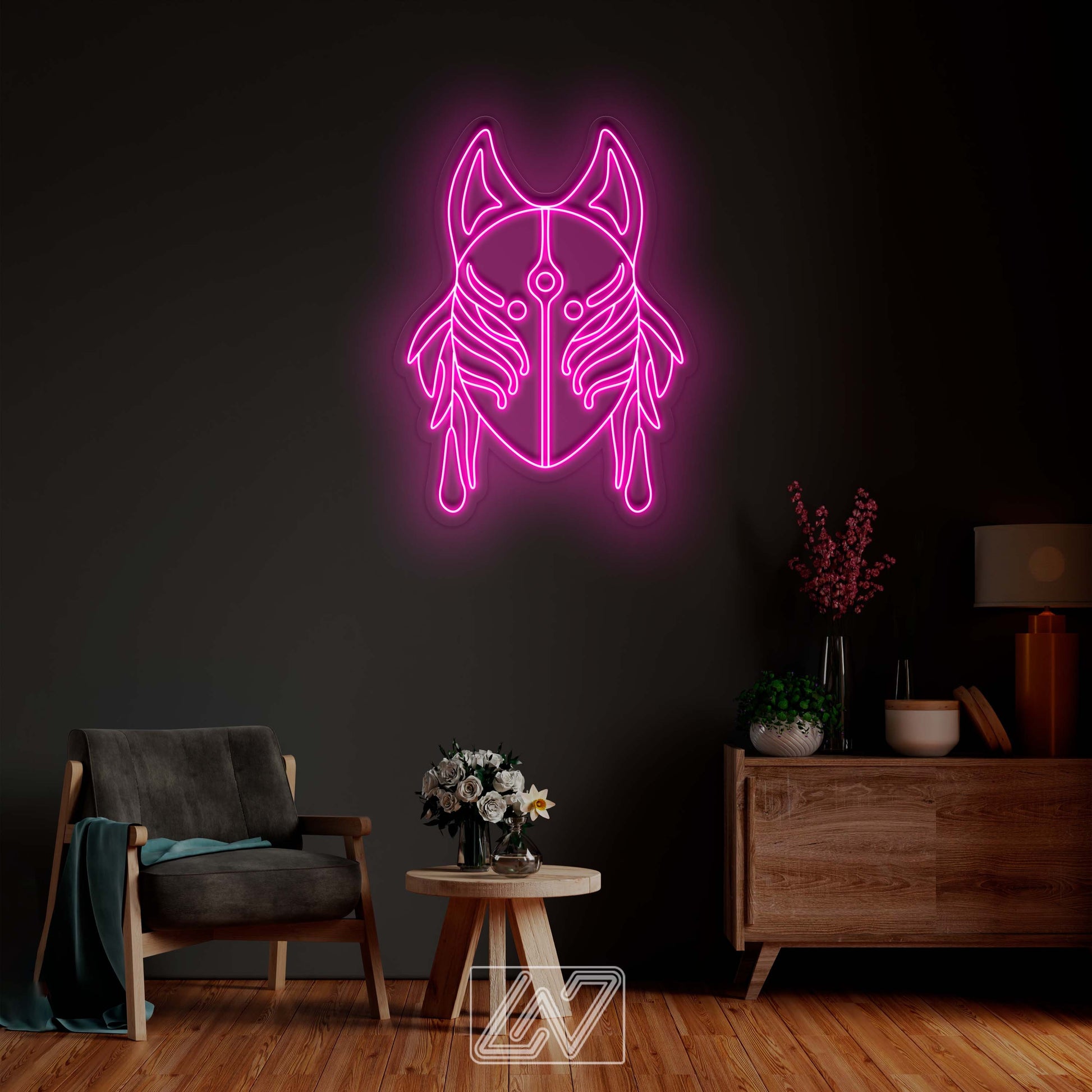 Kitsune Mask - LED Custom Anime,, Japanese traditional mask, Demon Neon Sign, Anime wall art, Led Neon Lights, Decor Signs, Anime Wall Decor