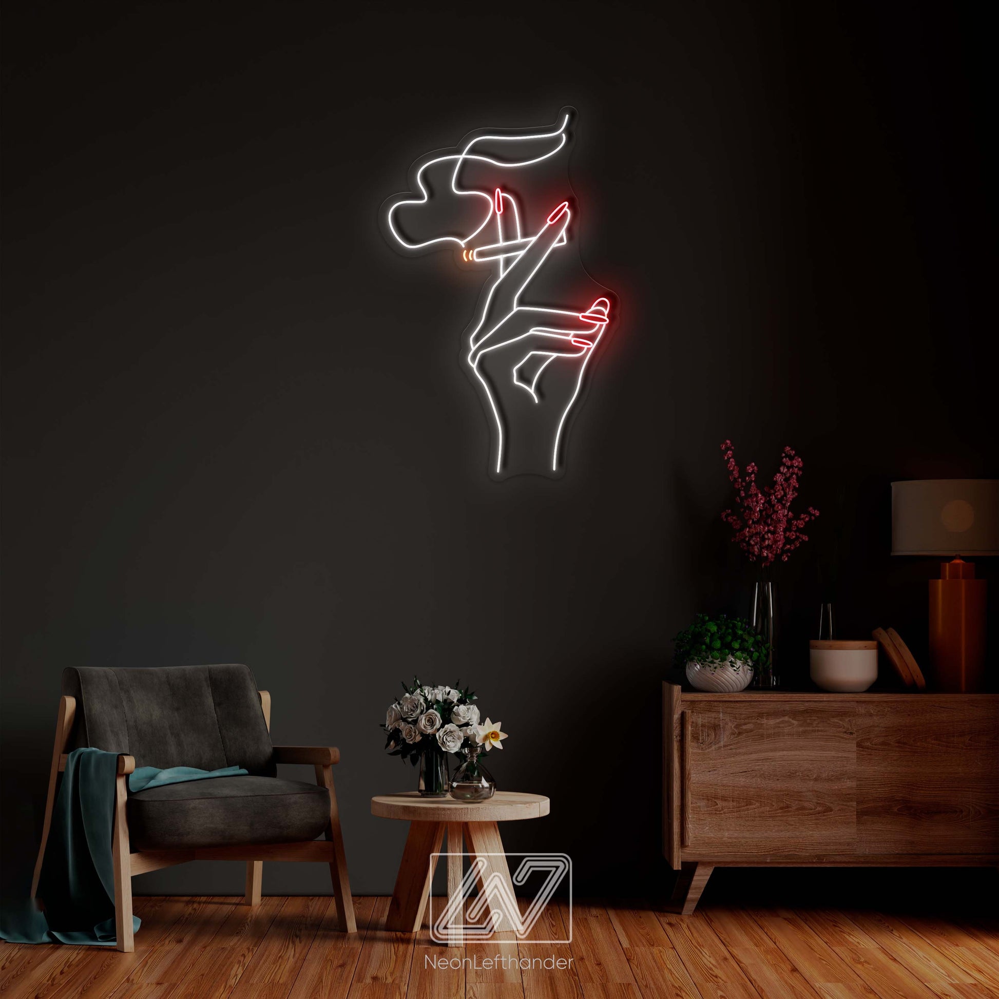 Hand With a Cigarette - LED Neon Sign,  Smoking Girl Led Signs, Smoking Girl Neon Signs, Woman With a Cigarette, Nails Neon Sign