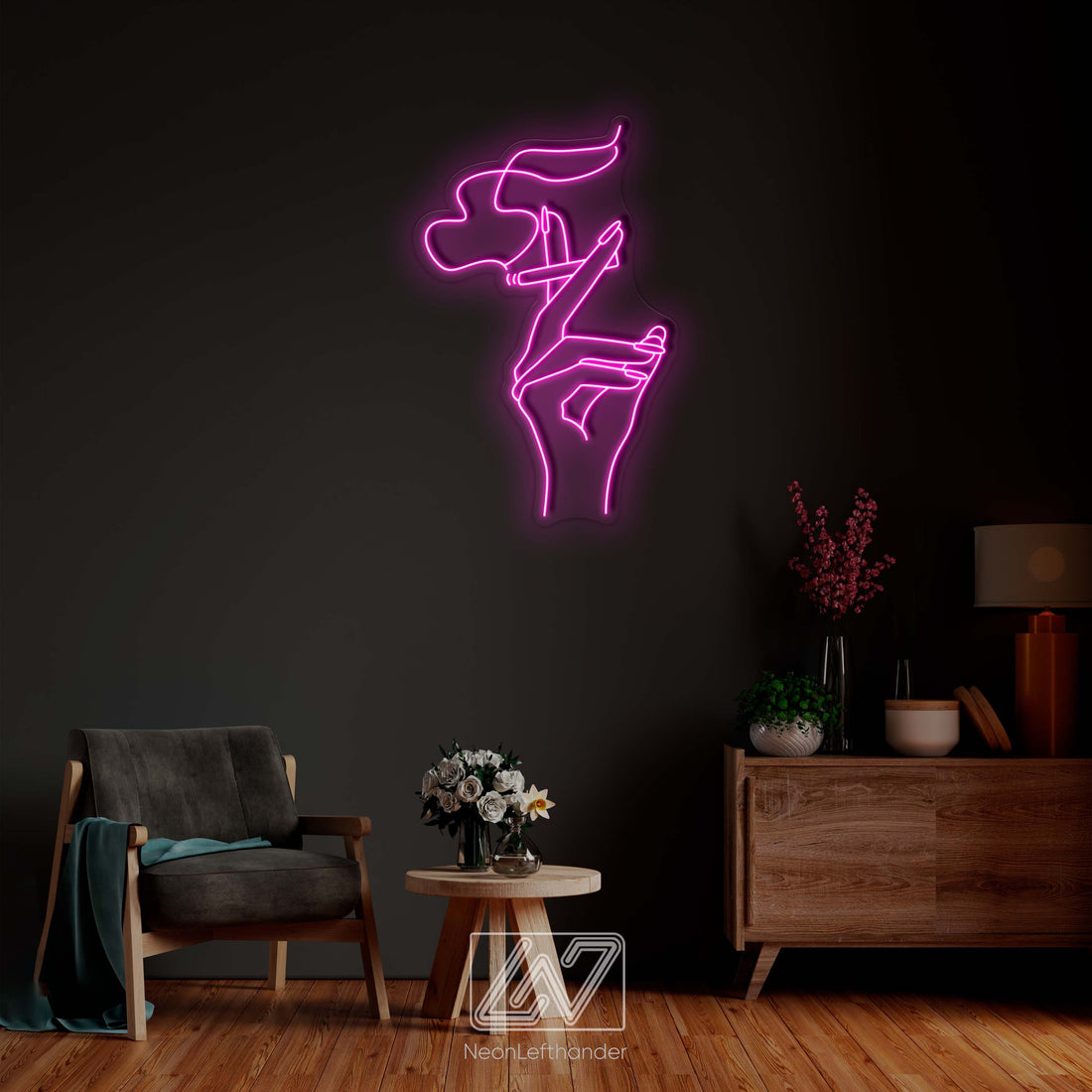 Hand With a Cigarette - LED Neon Sign,  Smoking Girl Led Signs, Smoking Girl Neon Signs, Woman With a Cigarette, Nails Neon Sign