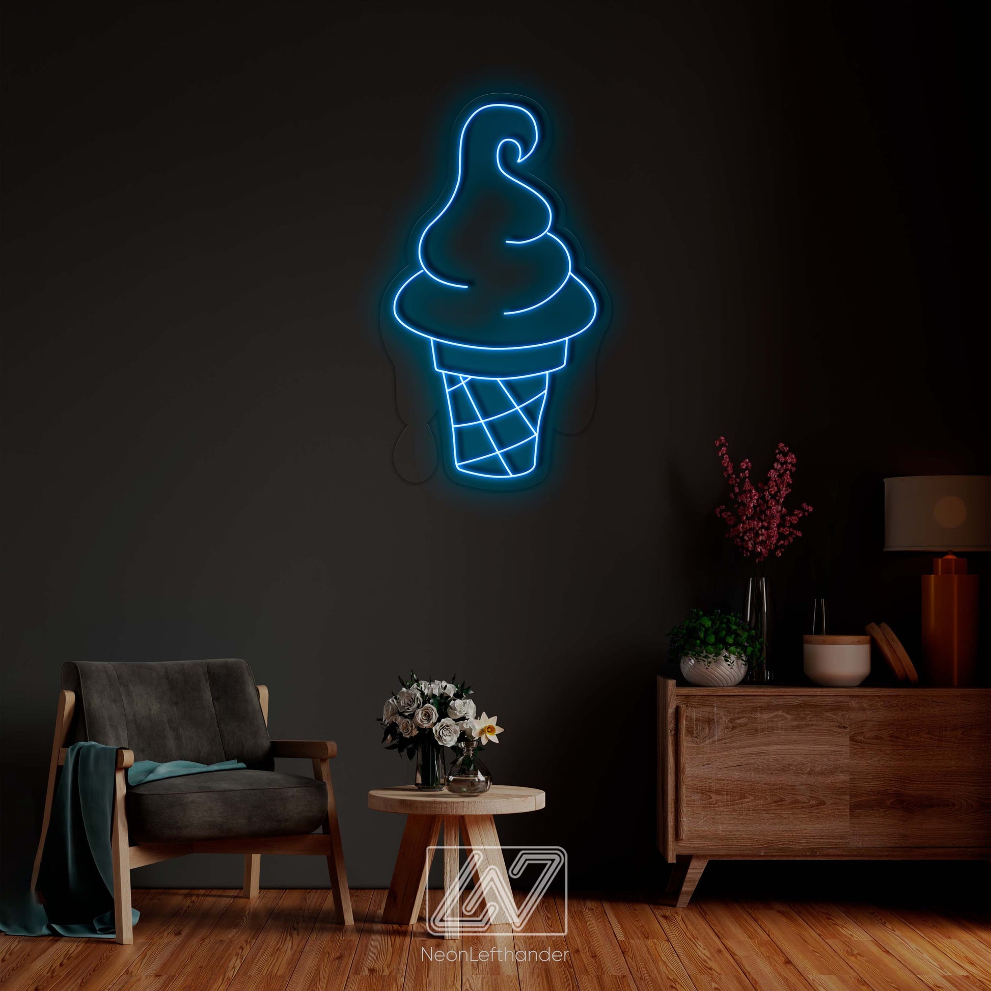 Ice Cream  - LED Neon Sign, Animated Neon Sign, Ice Cream Neon Sign,  Ice Cream Cone Neon Sign, Neon Sign for Ice Cream Shop