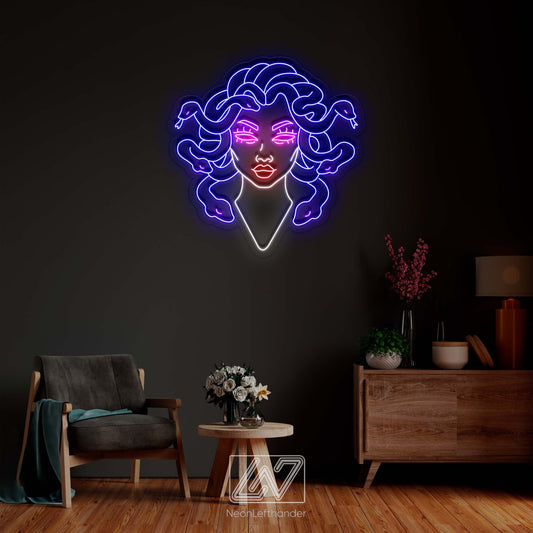 Medusa - LED Neon Sign, Greek Mythology Neon Sign, Medusa Neon Sign, Gorgon Neon Art, Medusa Wall Decor, Mythology Character