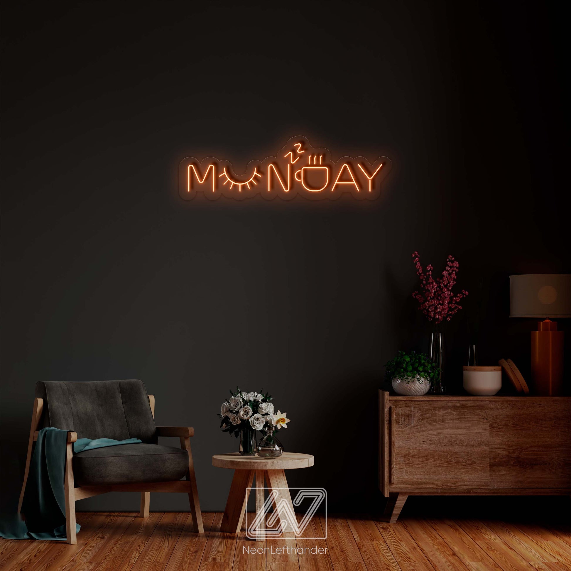 Monday - LED Neon Sign, Vibe Neon Sign, Less Monday More Coffee, Neon Sign Bedroom, Funny Neon Sign, Positive Neon Sign