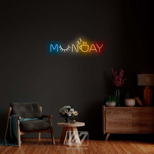 Monday - LED Neon Sign, Vibe Neon Sign, Less Monday More Coffee, Neon Sign Bedroom, Funny Neon Sign, Positive Neon Sign