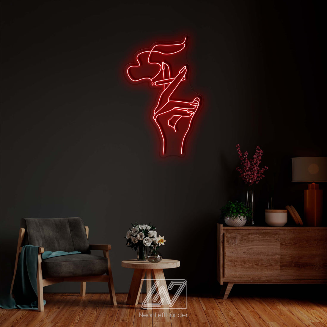 Hand With a Cigarette - LED Neon Sign,  Smoking Girl Led Signs, Smoking Girl Neon Signs, Woman With a Cigarette, Nails Neon Sign