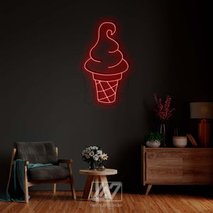 Ice Cream  - LED Neon Sign, Animated Neon Sign, Ice Cream Neon Sign,  Ice Cream Cone Neon Sign, Neon Sign for Ice Cream Shop