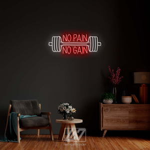 No Pain, No Gain - LED Neon Sign, Vibe Neon Sign, No Pain No Gain Sign, Neon Sign Bedroom, Motivation Neon Sign, Inspiration Quote Led Sign