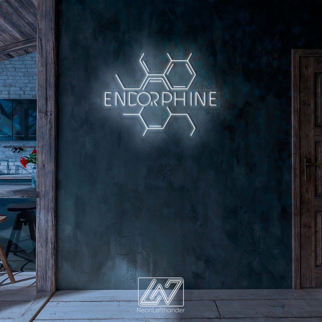 Endorphine - LED Neon Sign, Happy Hormone, Molecular Structure, Chemistry Decor, Euphoria Molecule