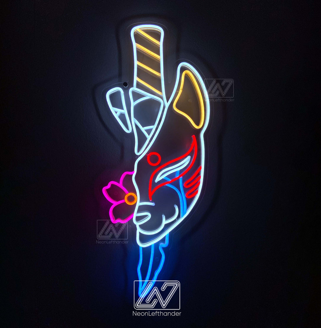 Kitsunemask - LED Neon Sign, Demon Neon Sign, Anime Wall Art, Led Neon Lights, Gamer Sign, Anime Wall Decor, Bedroom Decor, Slayer Sign