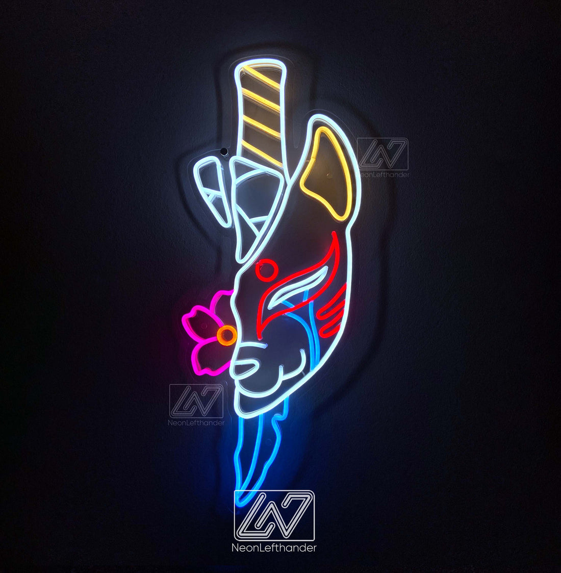 Kitsunemask - LED Neon Sign, Demon Neon Sign, Anime Wall Art, Led Neon Lights, Gamer Sign, Anime Wall Decor, Bedroom Decor, Slayer Sign