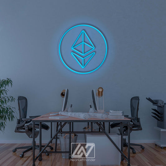 Ethereum - LED Neon Sign, Bedroom Neon Sign, Crypto Neon Sign, Neon Lights, LED Neon Ethereum Logo for Devotees – Illuminate the Crypto Path