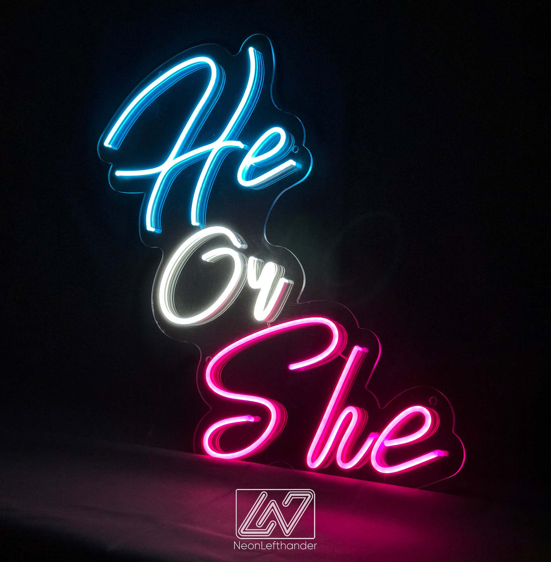 He or She - LED Neon Sign, Gender Party, Gender Reveal Party Neon Sign, Birthday Backdrop Sign, Event Decor, Backdrop Decorations