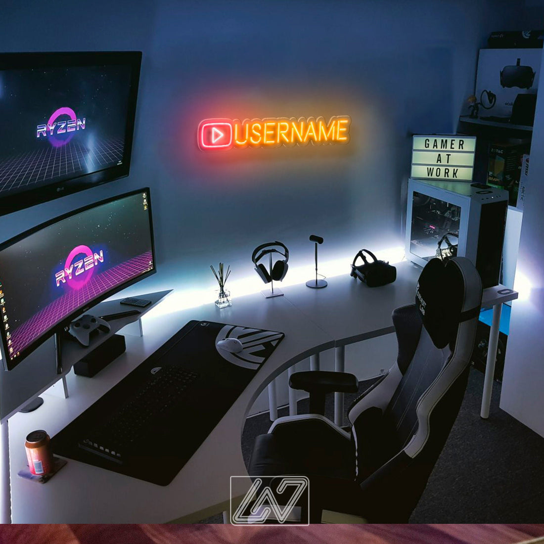 Custom YouTube Username - LED Neon Sign,  YouTube Neon Light, Gamer Gifts, Cybersport Gamer Room Decor, Gift for Gamers, YouTube Channel