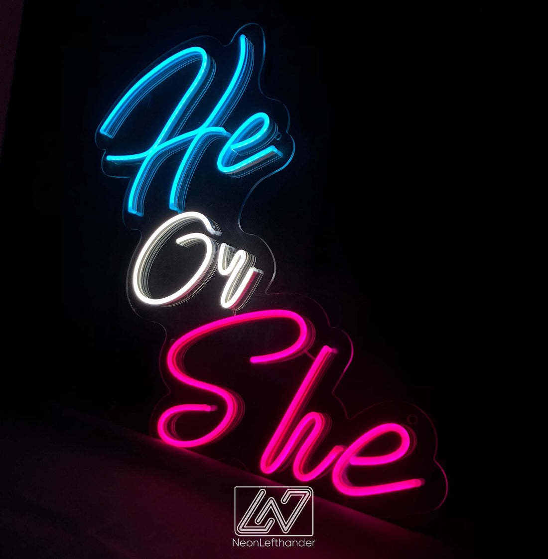 He or She - LED Neon Sign, Gender Party, Gender Reveal Party Neon Sign, Birthday Backdrop Sign, Event Decor, Backdrop Decorations