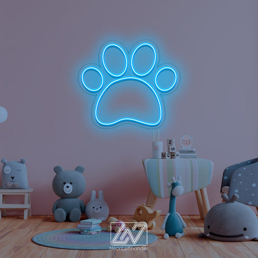 Paw - LED Neon Sign, Animal Neon Sign, Dogs Paw Neon Light, Custom Cats Paw Led Sign, Gift for Pet Lover