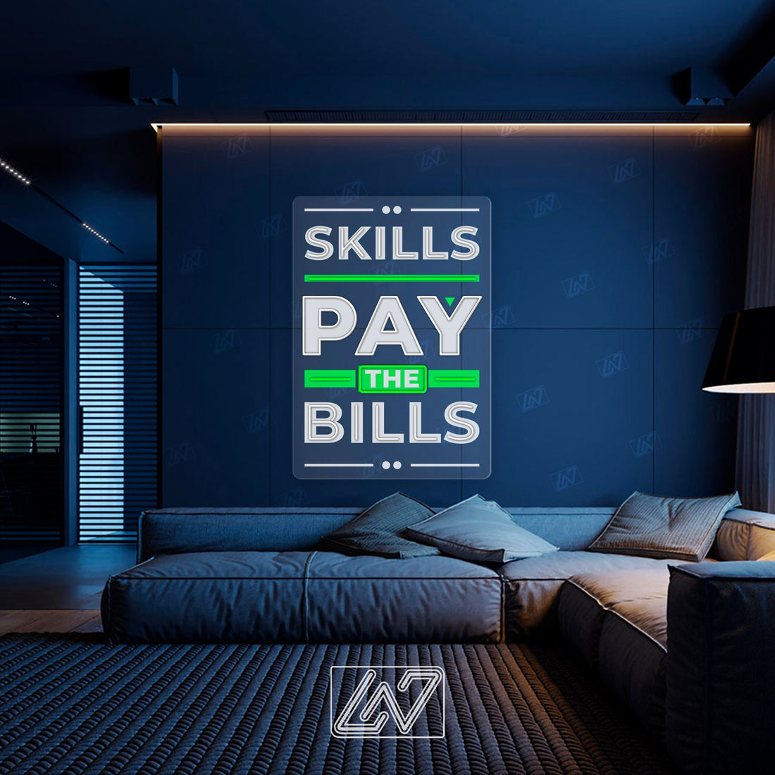 Skills Pay The Bills - LED Neon Sing with UV Print, Inspiration Neon Sign, Neon Sign Bedroom, Motivation Quote Led Sign