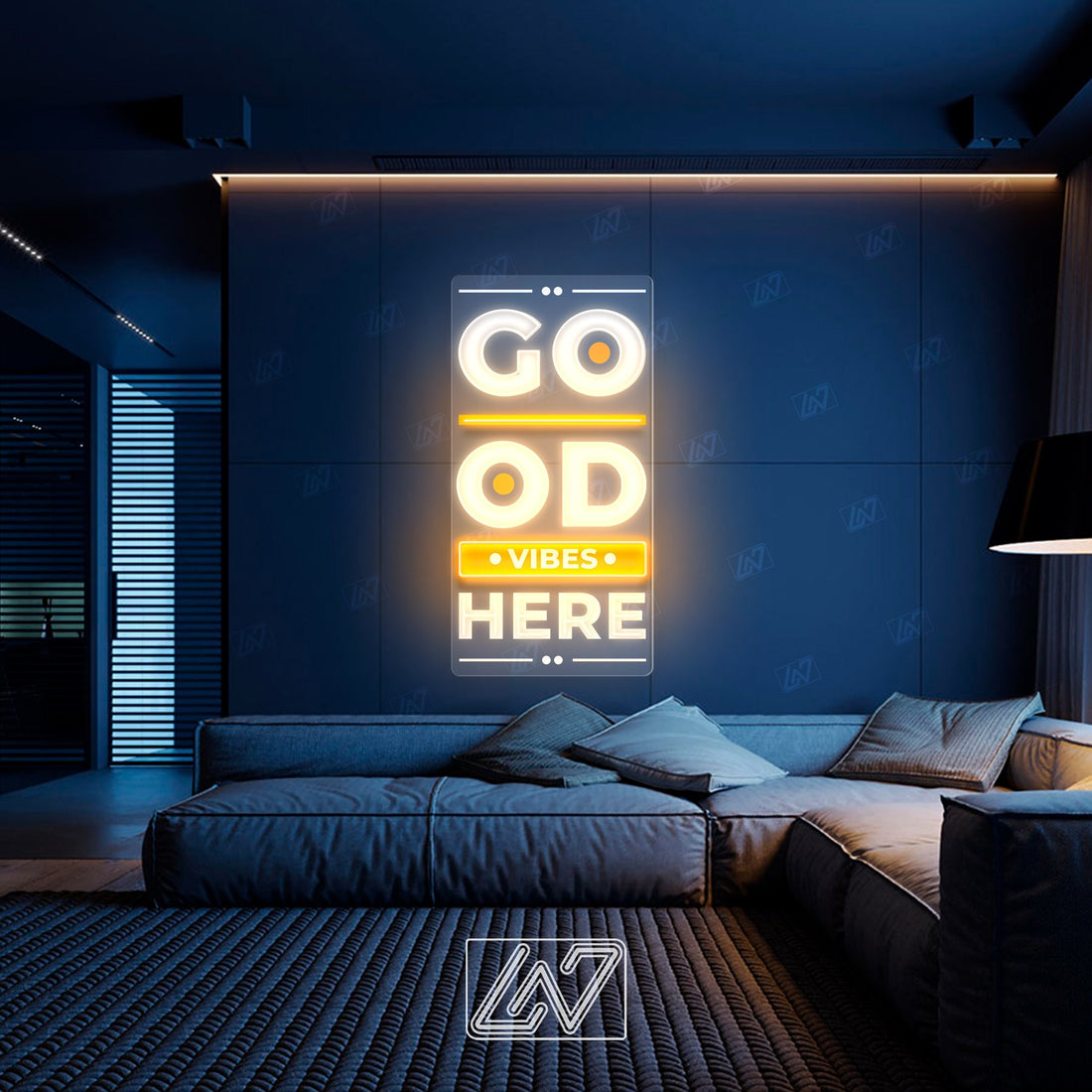 Good Vibes Here - LED Neon Sing with UV Print, Inspiration Neon Sign, Neon Sign Bedroom, Motivation Quote Led Sign