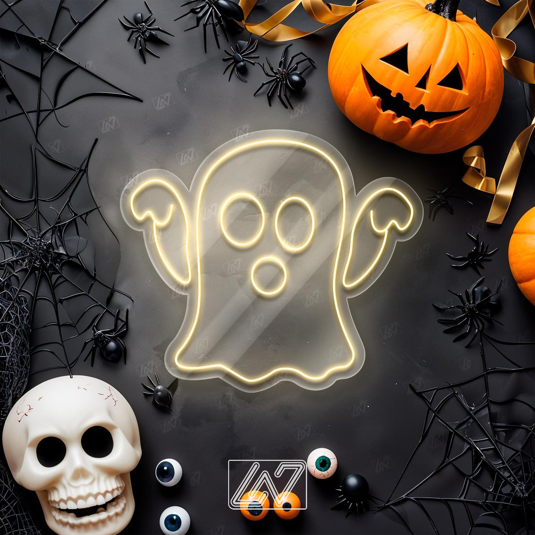 Ghost - LED Neon Sign, Spooky Halloween, Custom Neon Sign, Cute Ghost Sign, Spooky LED Sign, Ghost Wall Sign, Halloween Wall Decor