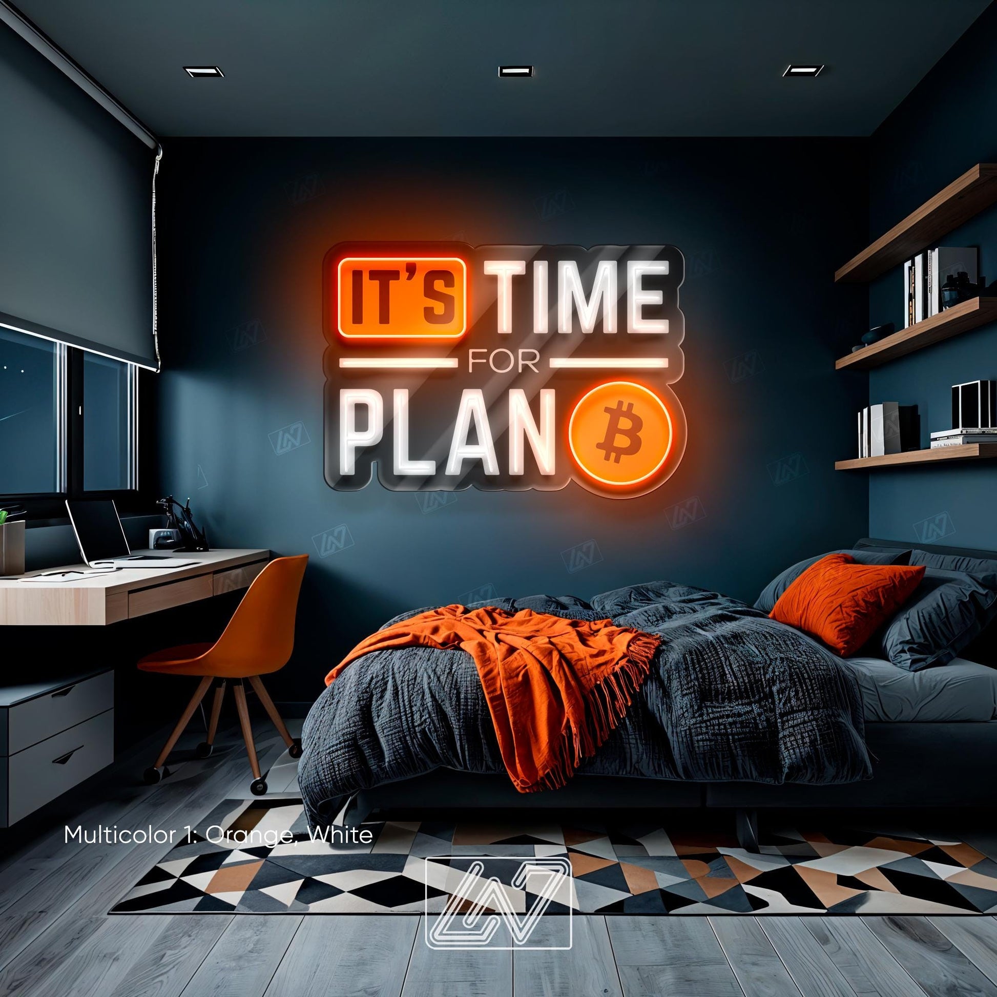 It's Time for Plan B - LED Neon Sign with UV Print, Trader Bedroom sign, Crypto neon sign, Trading Neon, Crypto & Financial Stock Exchange