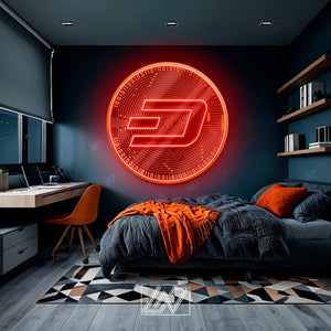 Dash Coin - LED Neon Sign with UV Print, Bedroom neon sign, Crypto neon sign, Neon Lights, Crypto